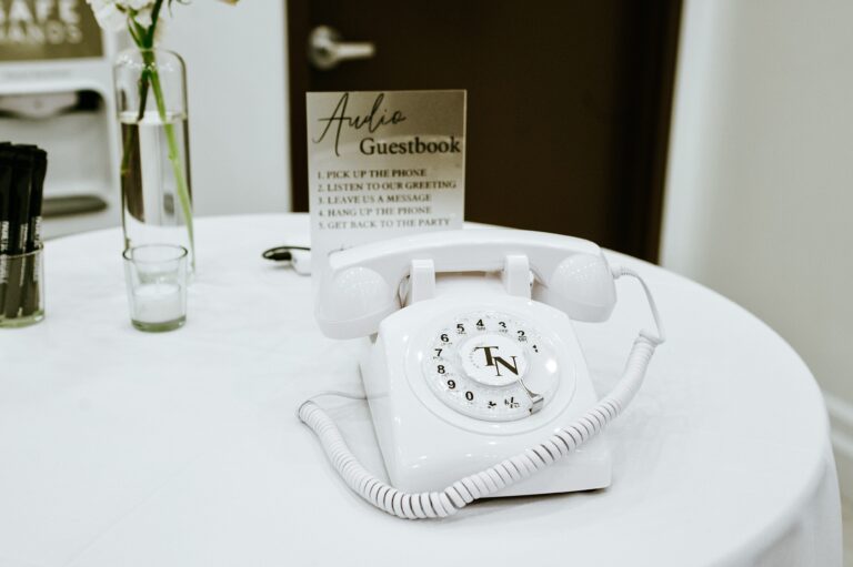 White rotary style phone