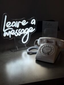 White Rotary Style Phone With Led Signage