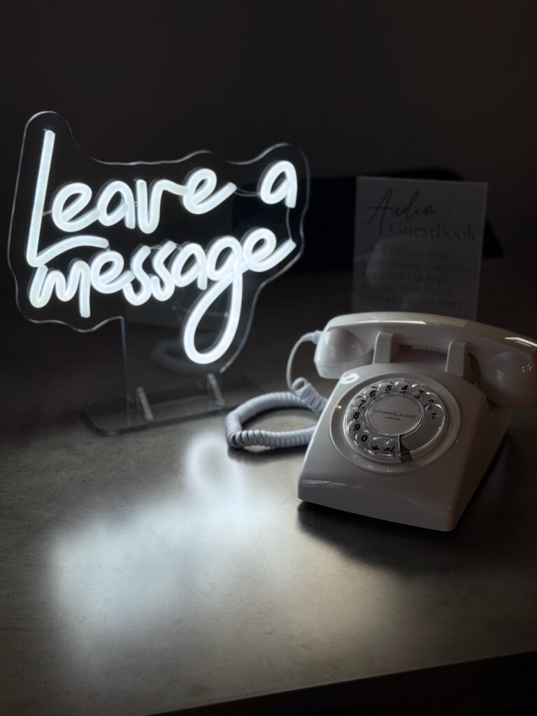 White Rotary Style Phone With Led Signage